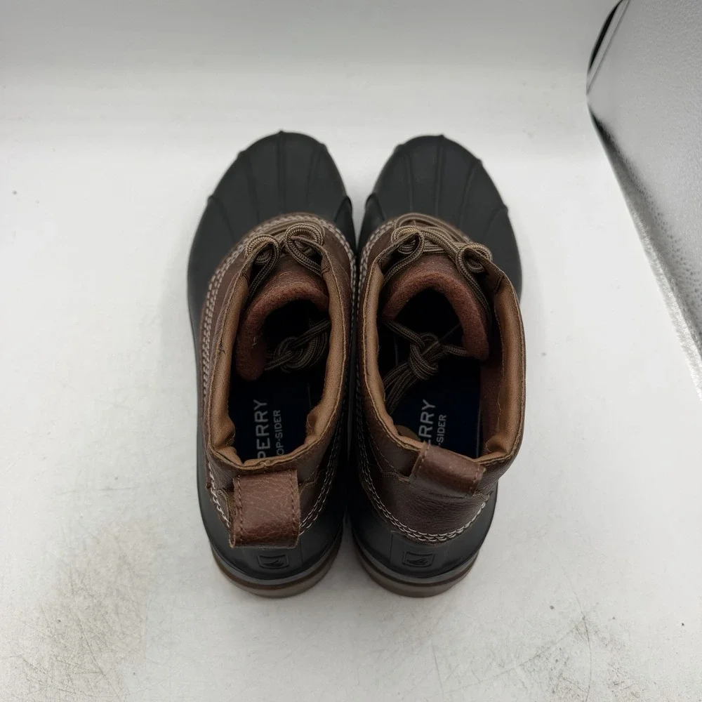 Sperry Brewster Duck Boots Mens Sz 12 Brown Black Rain Waterproof STS22783
